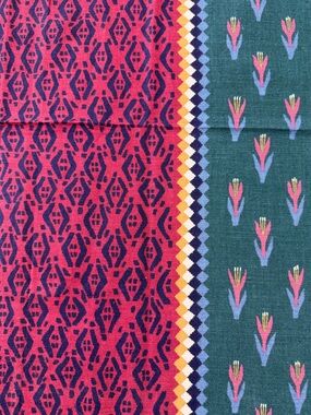 Vintage Schumacher Red & Green Jaguar Screen Print Fabric 2 Yards